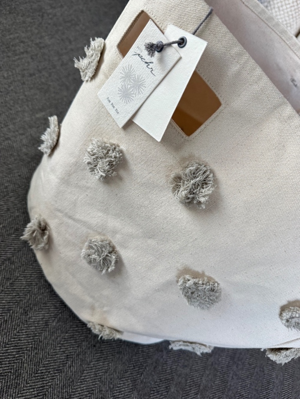 NWT, PEHR DESIGNS FROM SERENA & LILY, POM POM STORAGE CONTAINER-BIN SIZE.